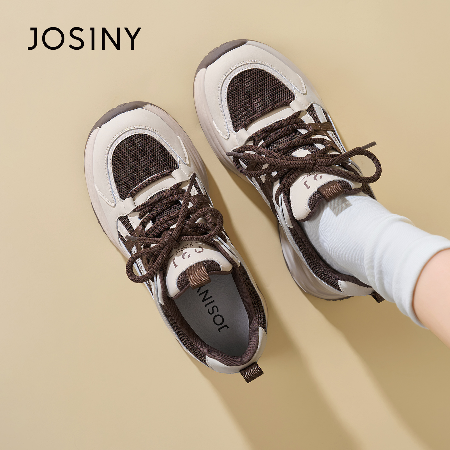 卓诗尼2026春季新款显瘦老爹鞋时尚舒适厚底运动鞋潮流百搭休闲鞋