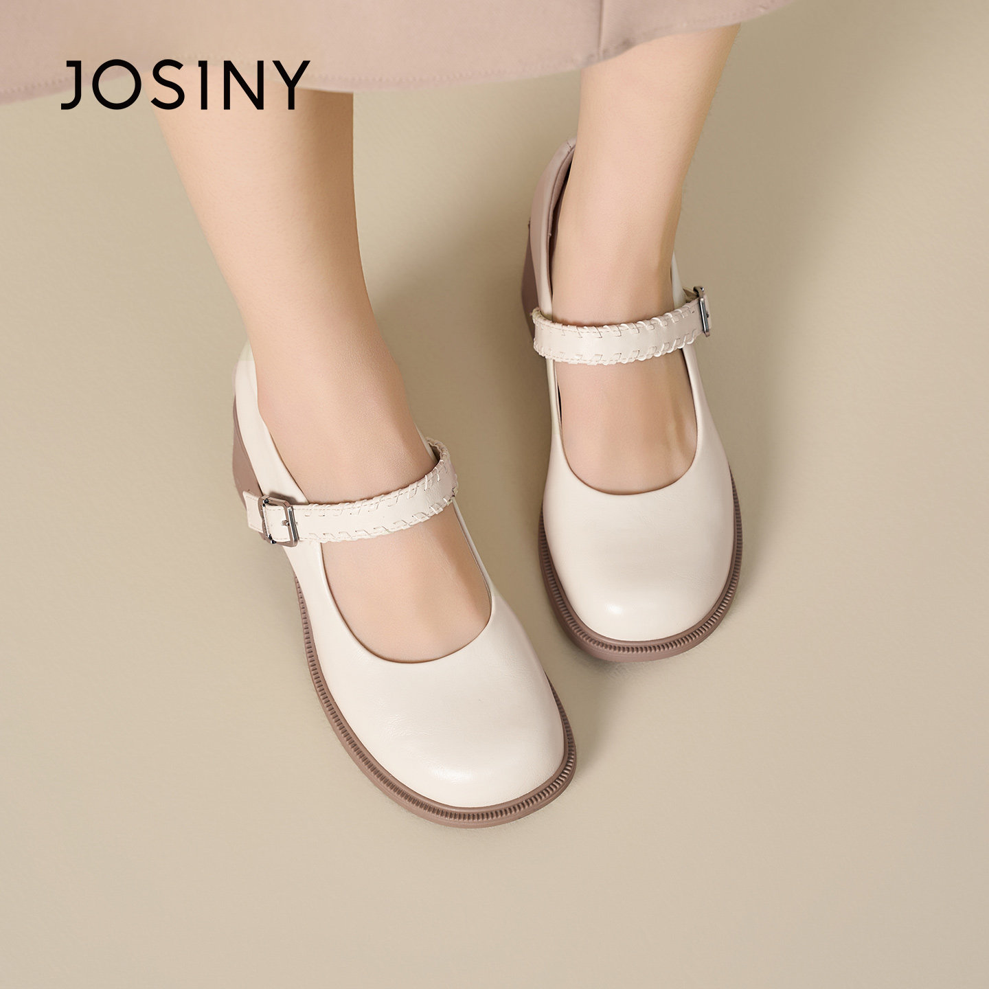 卓诗尼2026春季新款粗跟玛丽珍鞋时尚舒适单鞋潮流优雅法式小皮鞋