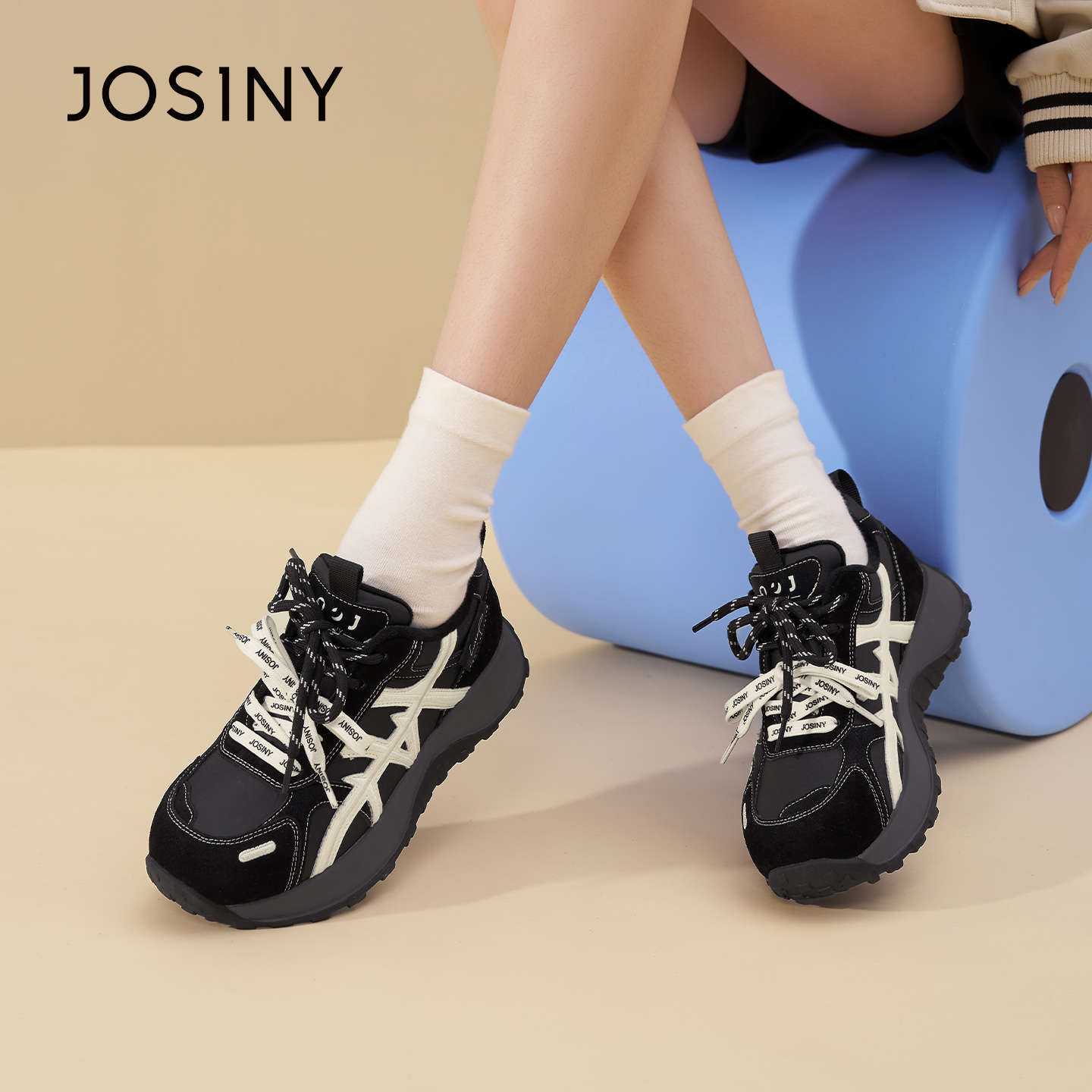 卓诗尼2025秋冬新款厚底运动鞋时尚舒适休闲鞋潮流百搭显瘦老爹鞋