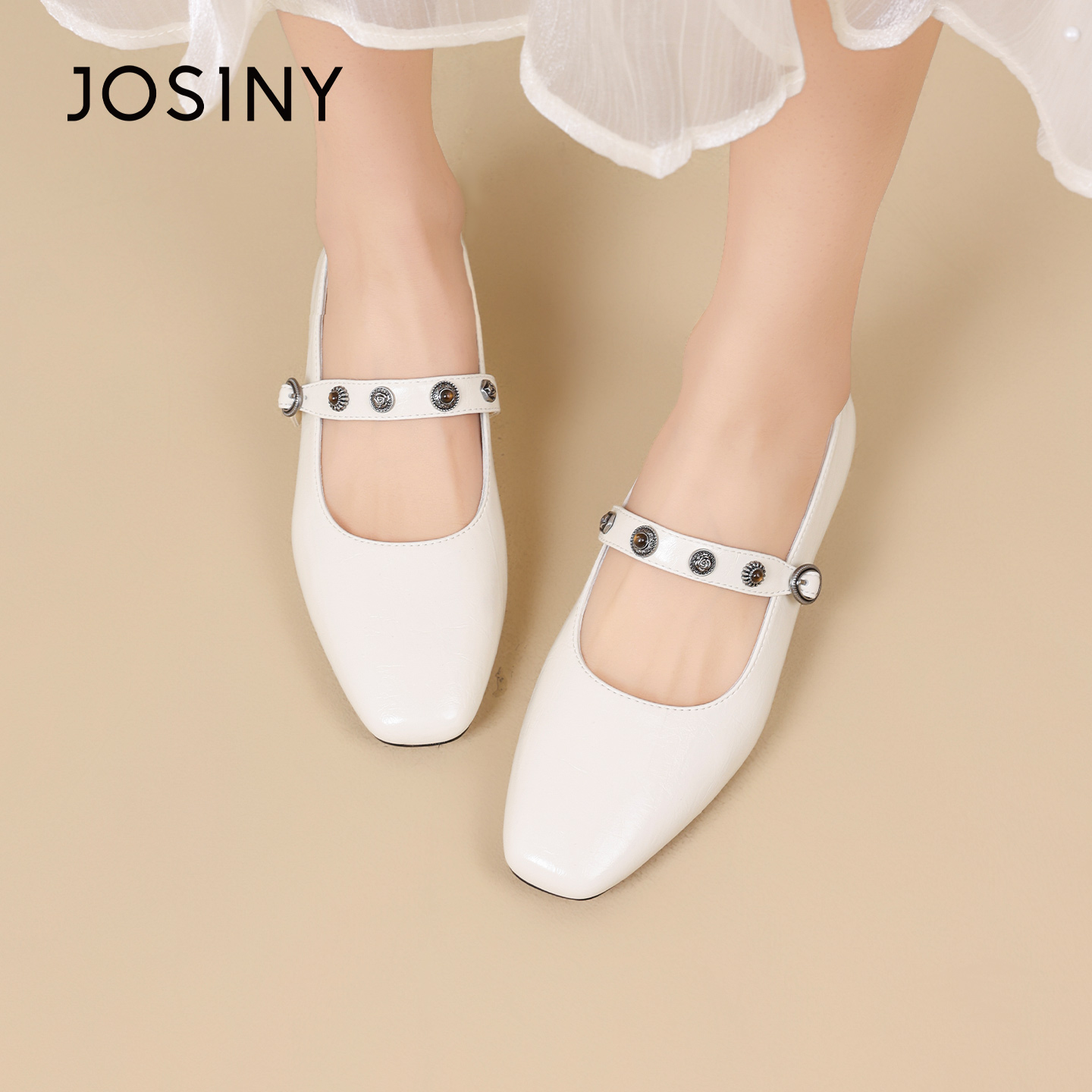 卓诗尼2026春季新款粗跟玛丽珍鞋时尚舒适小皮鞋潮流优雅玛丽珍鞋