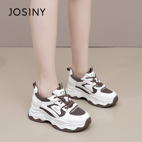 卓诗尼2025秋冬新款厚底老爹鞋女时尚舒适网面小个子休闲运动鞋女
