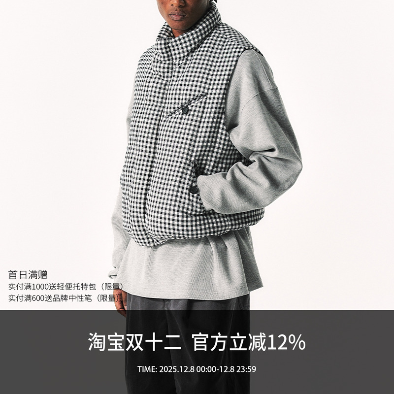 MANUFACTURE 格纹羽绒马甲