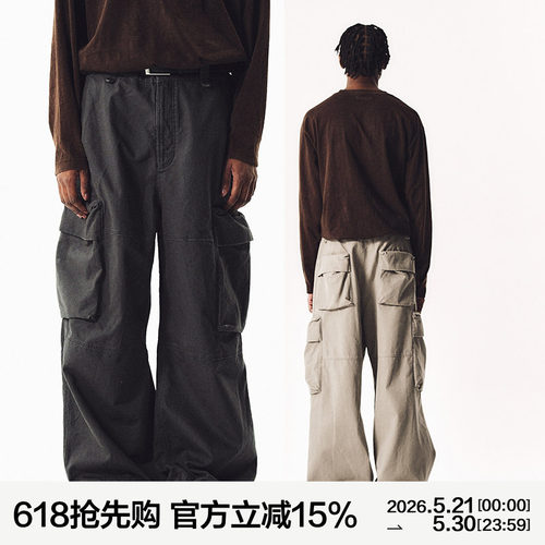 MANUFACTURE 水洗多袋工装长裤