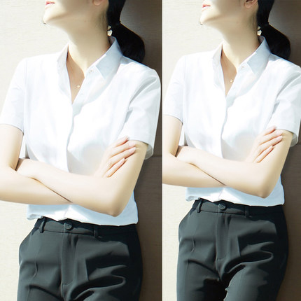 雀后白衬衫女短袖职业2025春季薄款工装高级感气质正装工作服衬衣