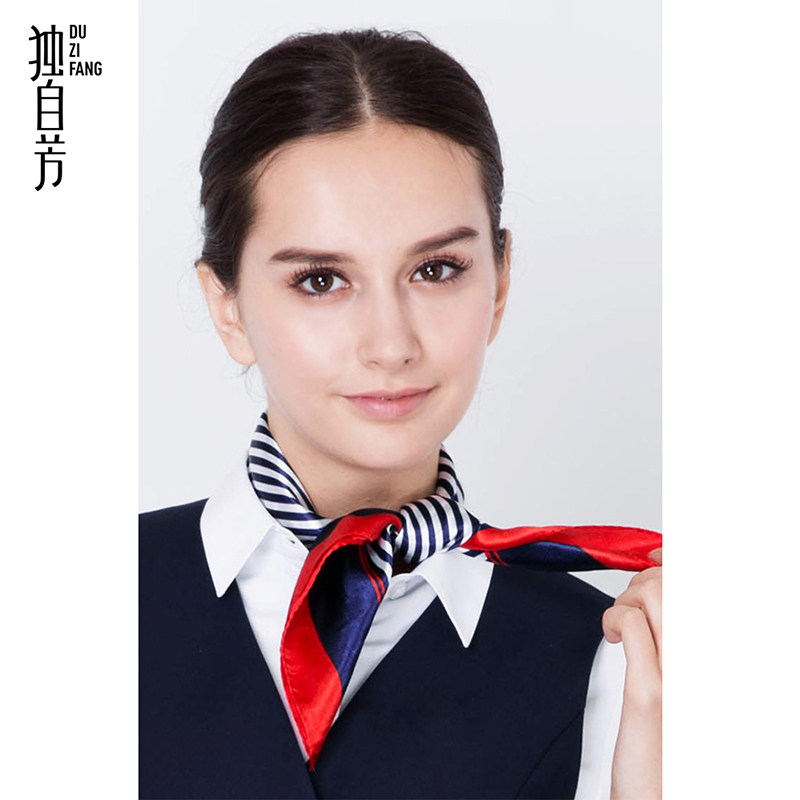 独自芳银行空姐职业丝巾60cm中小方巾商务酒店客服前台工作服围巾
