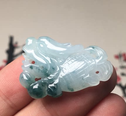 天然翡翠A货 龙头鱼 鱼化龙 挂件