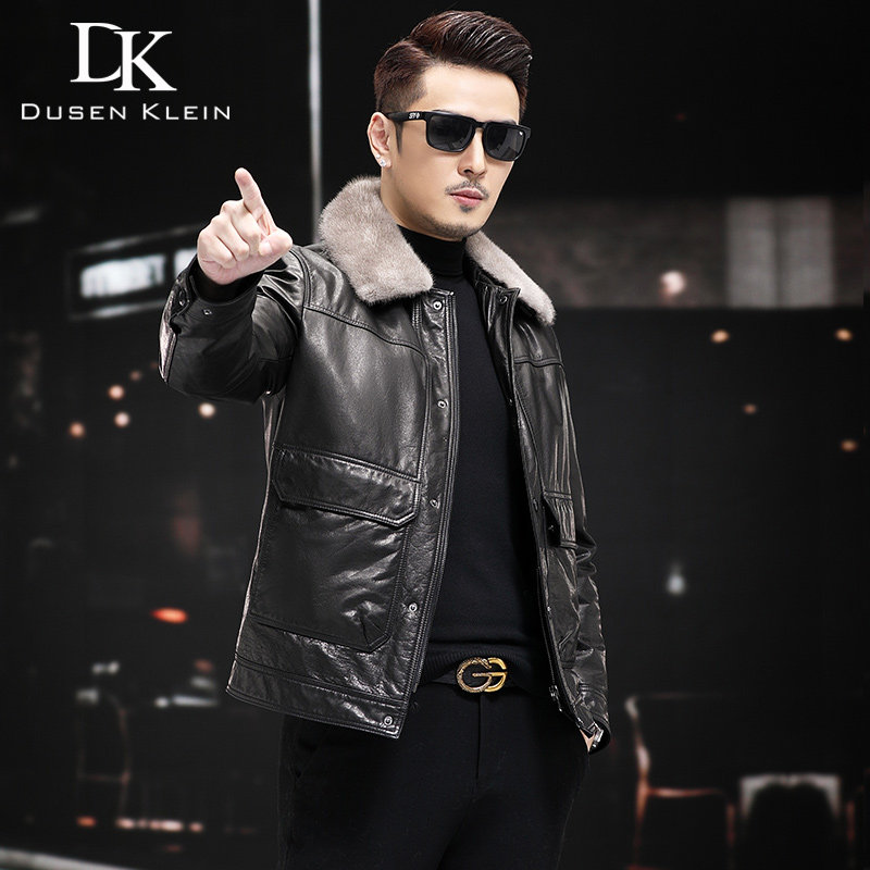 可脱卸内胆休闲油蜡牛皮皮衣