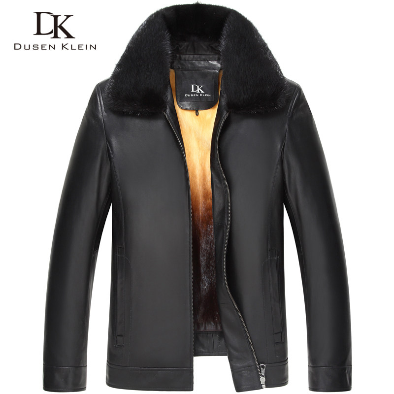 海宁水貂内胆翻领厚款真皮皮衣