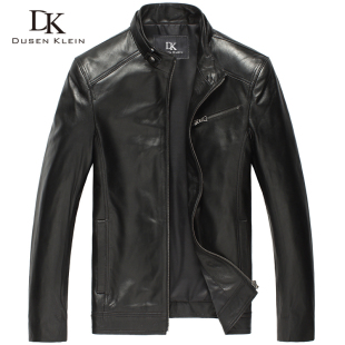 绵羊皮加棉秋冬外套 单皮男装 海宁真皮皮衣男式 皮衣机车皮夹克男士