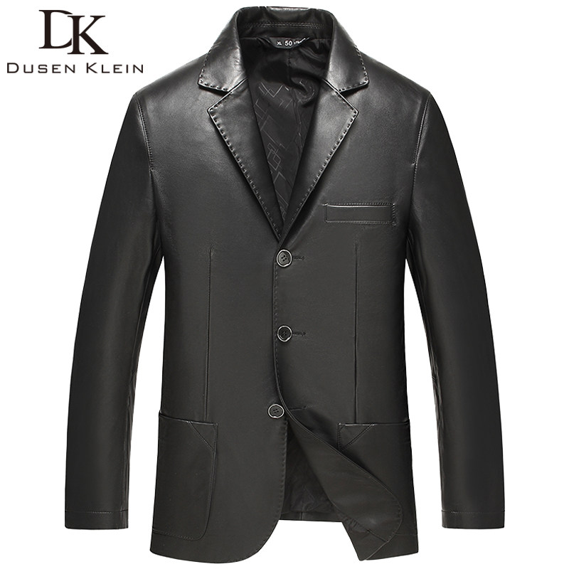 dk海宁男士皮衣真皮春秋季绵羊皮西服薄款单皮修身西装服商务外套