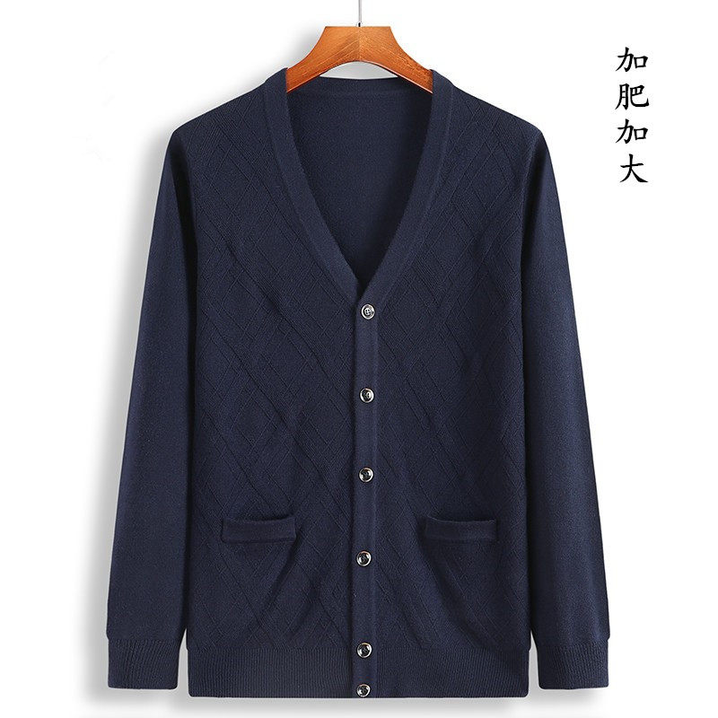 加肥加大码中老年开衫男毛衣胖子肥佬宽松休闲父亲开襟针织内搭衫