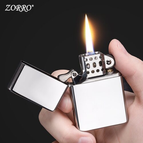 佐罗超薄便携火机方头个性复古创意老式砂轮防风煤油打火机ZC9