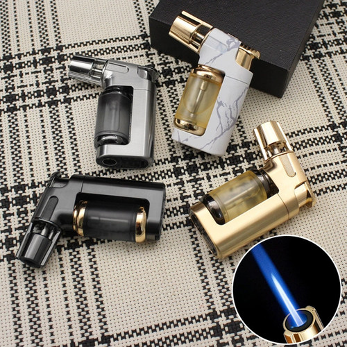 中邦ZB505新款防风打火机金属透明可视仓直冲充气点烟器户外焊接