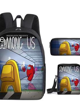 太空狼人Among us书包三件套游戏周边中小学生背包挎包笔袋双肩包