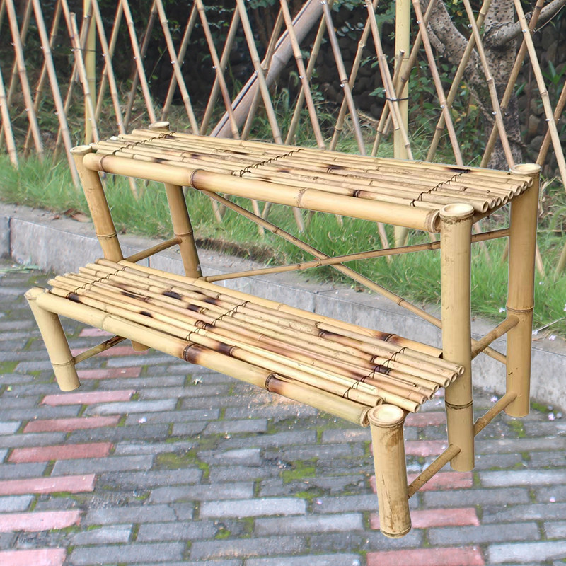 二层原竹白竹花架落地置物网格竹制手工创意阳台田园花架花台货架,鲜花速递/花卉仿真/绿植园艺,花架,淘宝优惠券,粉丝福利购,淘宝优惠卷