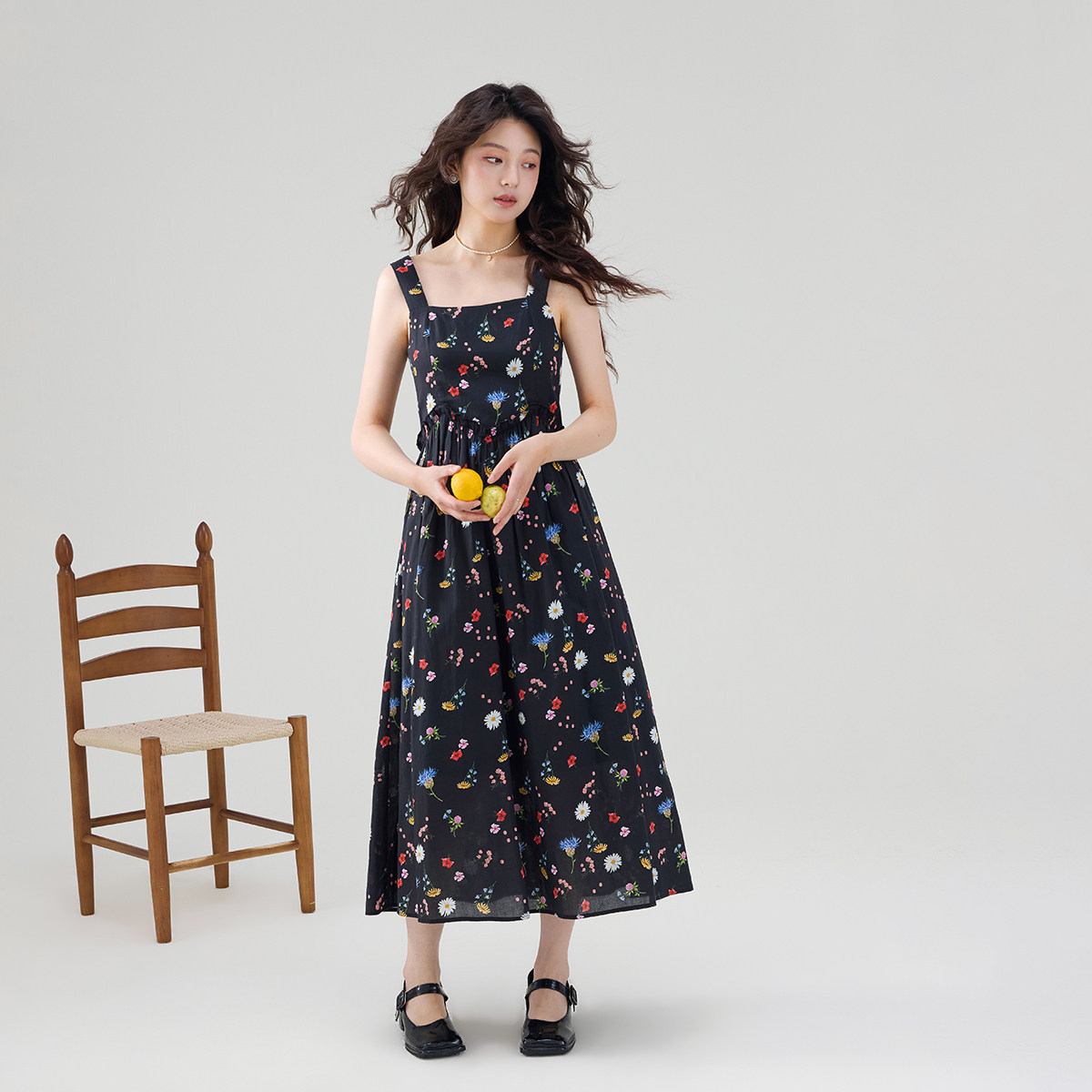 夏季洋气法式裙子长款碎花连衣裙女气质高级感纯棉内搭a字吊带裙