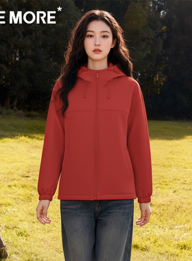 one more红色加绒外套女士冬季2025新款女装本命年加厚保暖上衣Y