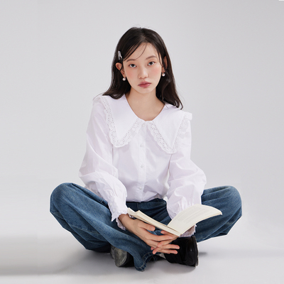 法式娃娃领长袖衬衫女外穿