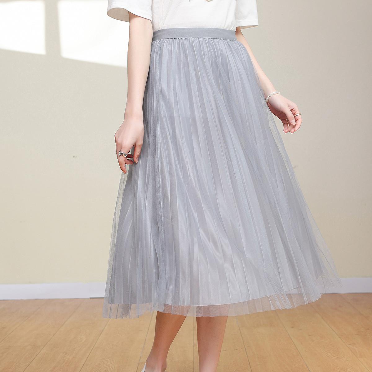 百搭百褶半身裙女洋气两穿学院风