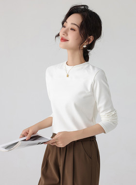 one more2025秋冬季德绒百搭修身内搭长袖t恤可外穿打底衫女上衣