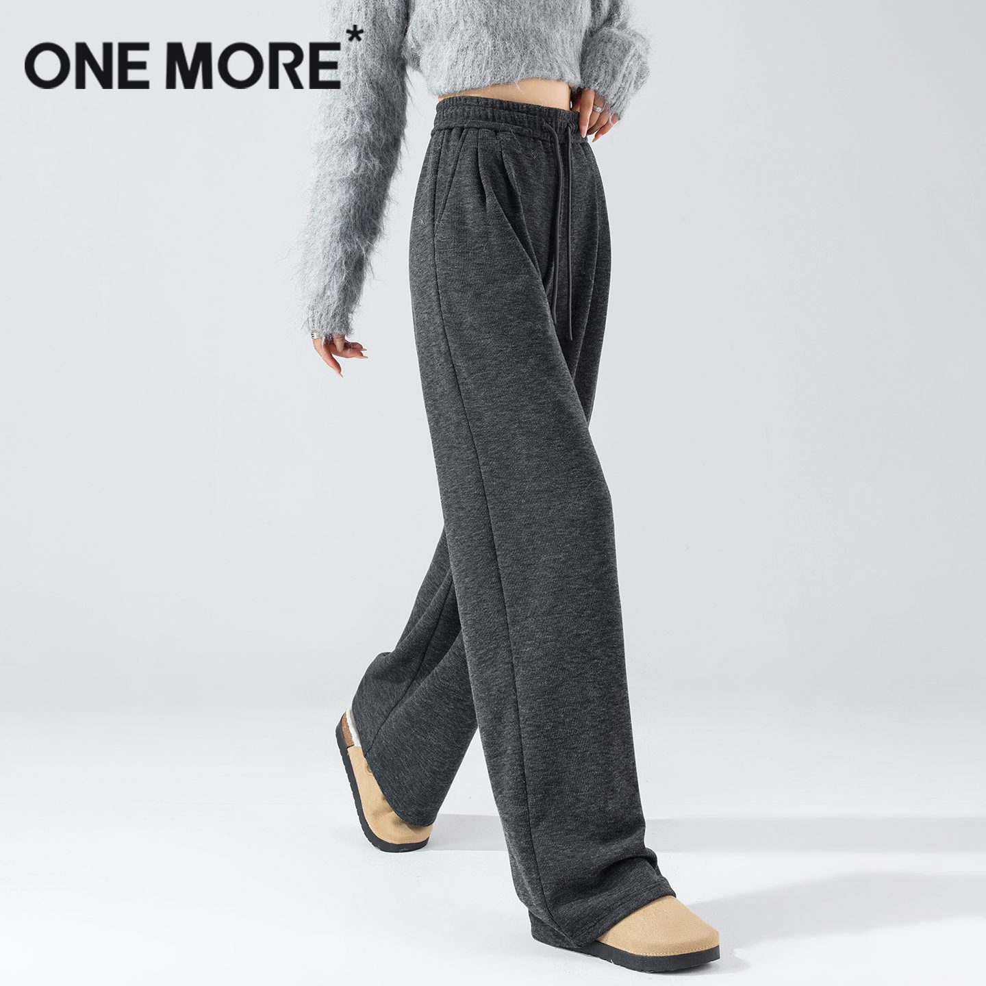 onemore糯米阔腿裤韩系穿搭