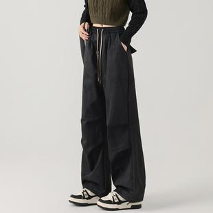 裤 女2025秋季 阔腿裤 more美式 窄版 复古工装 高腰显瘦直筒裤 one 新款