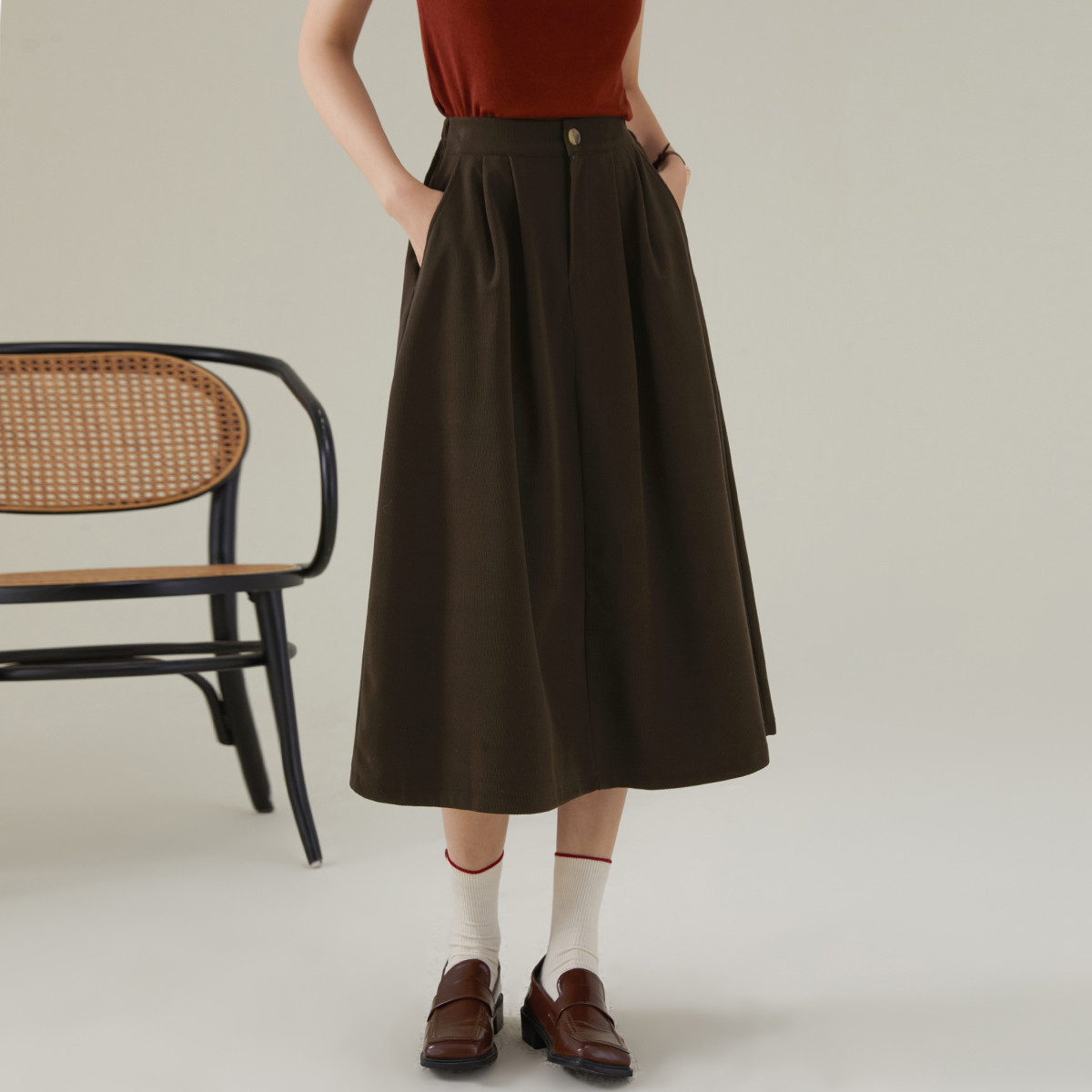 百褶裙a字裙半身裙2025冬