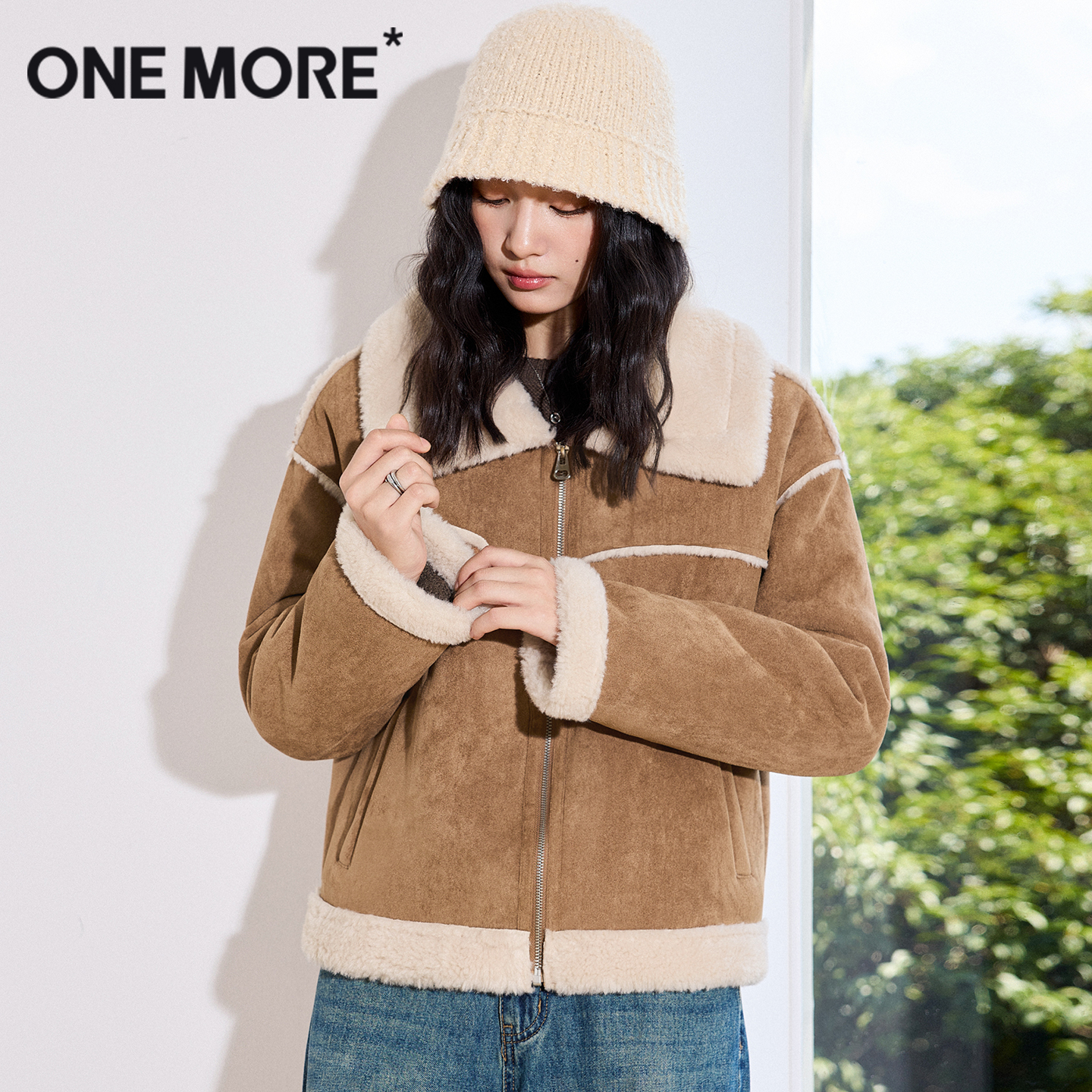 onemore麂皮绒短款外套