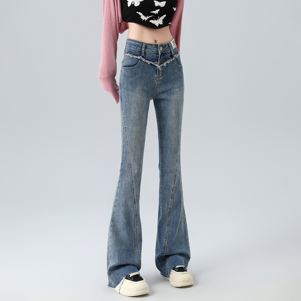 冬季高腰喇叭裤onemore