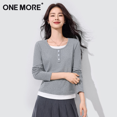 onemore假两件长袖t恤