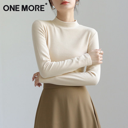 one more白色打底衫女2025新款今年流行爆款半高领绒德打底内搭X