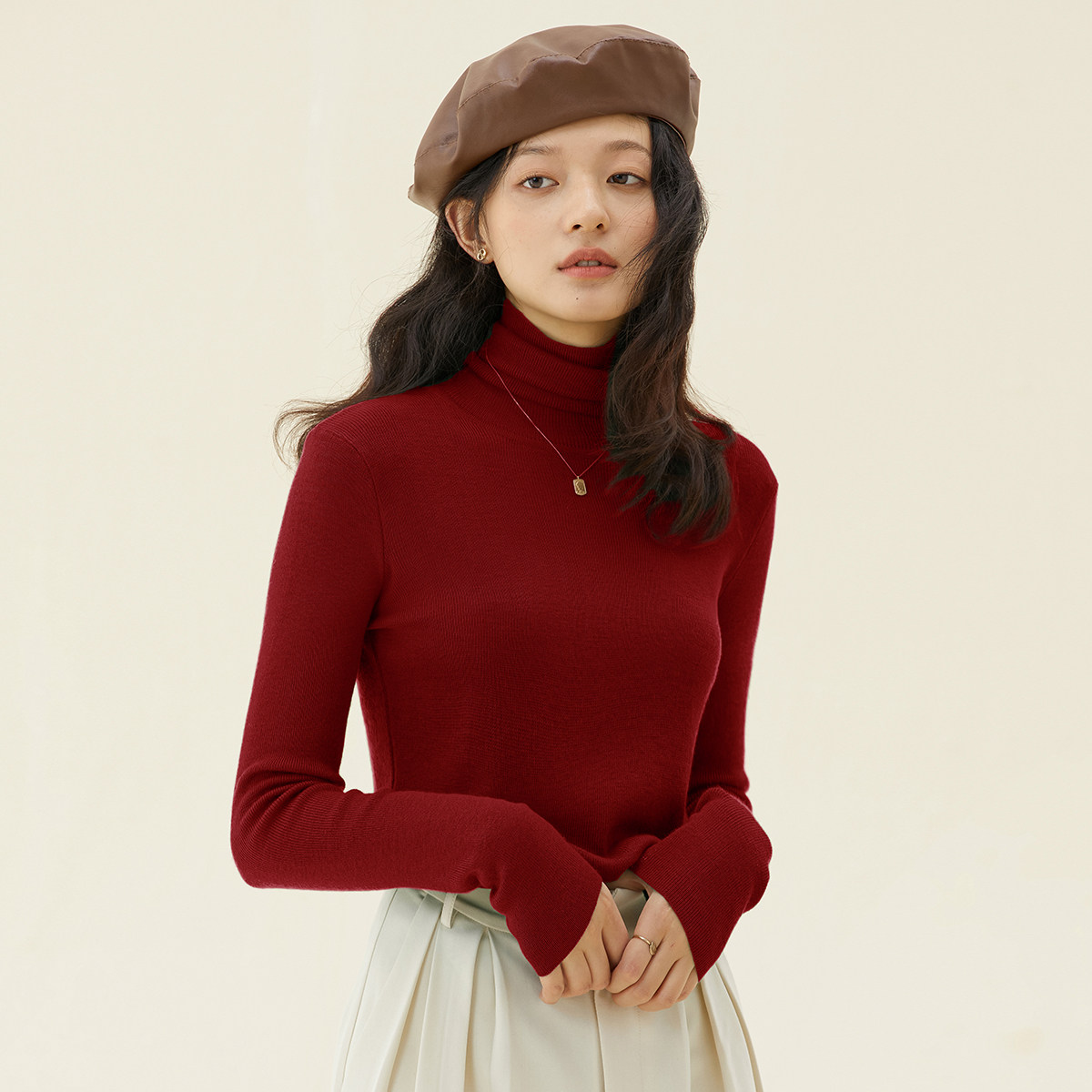 one more安可拉红高领打底衫初秋含绵羊毛上衣女外穿针织毛衣,女装/女士精品,毛针织衫,淘宝优惠券,粉丝福利购,淘宝优惠卷