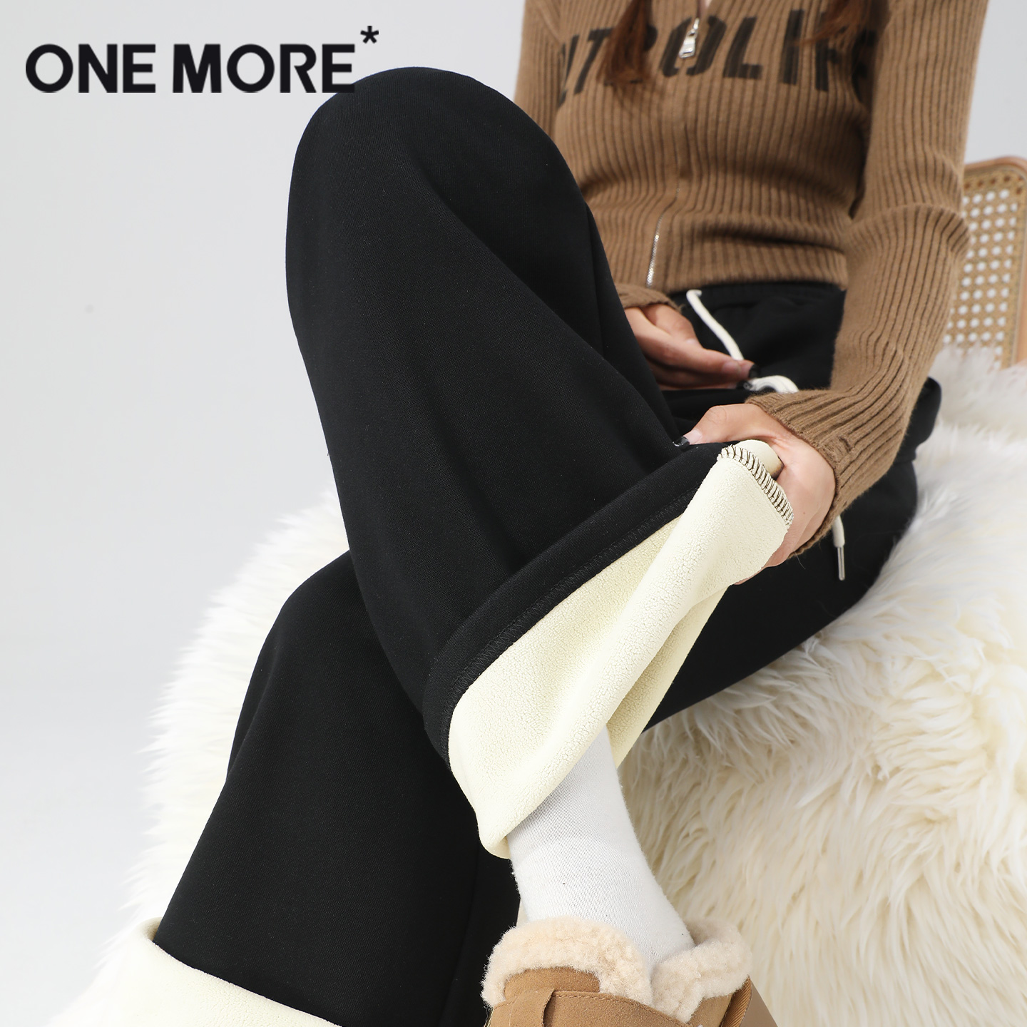 onemore加绒华棉微喇裤
