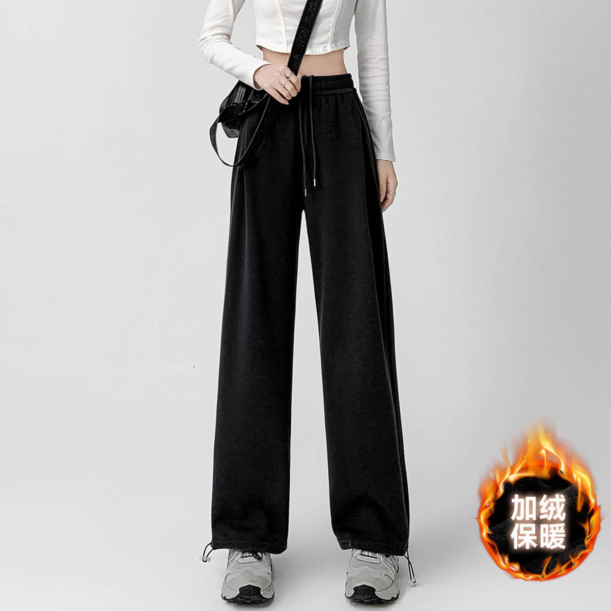 加绒运动裤2025年新款高腰直筒