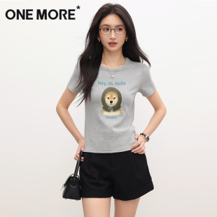 夏季 one 女t恤2025新款 正肩設(shè)計(jì)感上衣盛夏流行風(fēng)格 more針織短袖