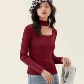 more2025秋季 设计感挂脖毛衣针织衫 女长袖 one 显瘦方领打底衫 上衣