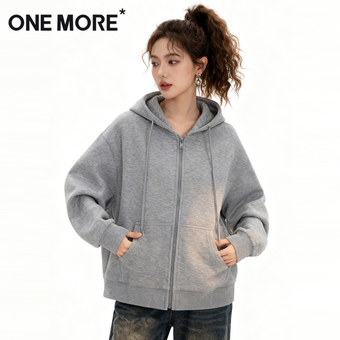 onemore380G空气棉大版开衫卫衣