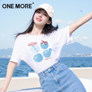 宽松白色设计感上衣X one more纯棉短袖 t恤女2025新款 盛夏流行风格