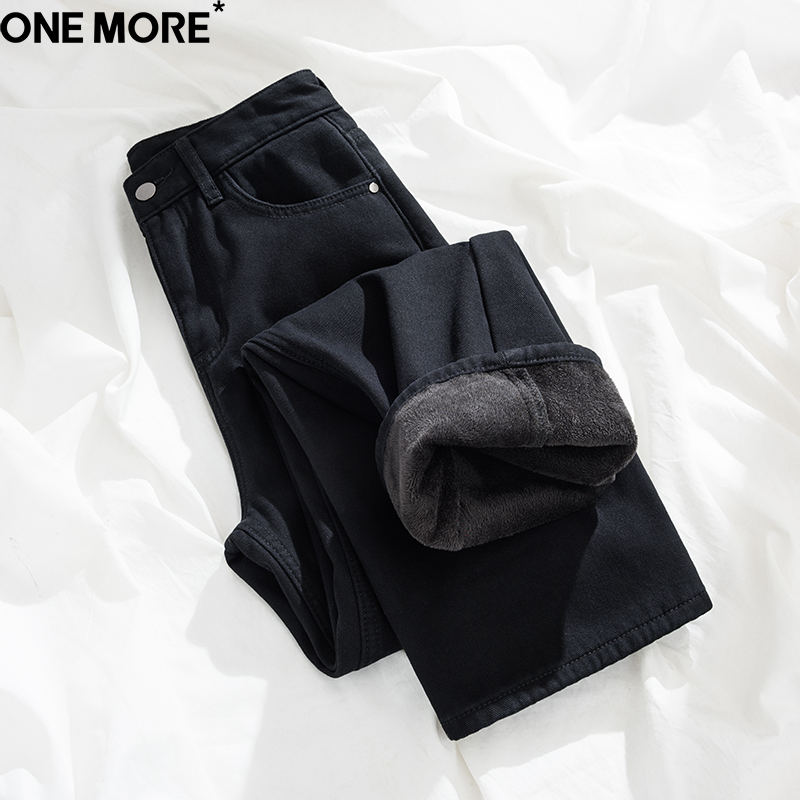 美式外穿保暖加绒牛仔裤