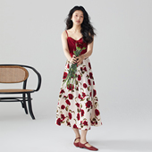 one 雪纺裙子 高级感复古修身 more碎花裙法式 度假连衣裙女2025夏季