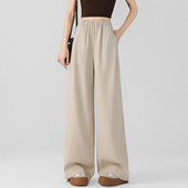 more直筒裤 低饱和西装 女2025秋季 one 新款 垂感休闲松紧腰窄版 裤