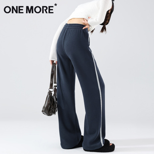 秋季 女2025新款 爆款 直筒长裤 子X one 蕾丝休闲裤 more藏青色阔腿裤