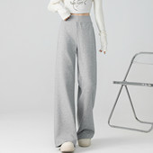 more灰色运动裤 女2025秋季 新款 one 高腰显瘦垂感休闲直筒拖地卫裤