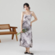 新款 one more水墨印花吊带连衣裙女2025夏季 高级感度假沙滩裙长裙