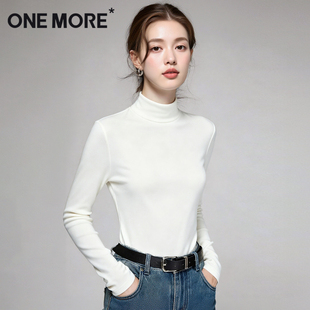 秋冬季 女2025新款 保暖衣白色内搭上衣X more半高领绒德打底衫 one