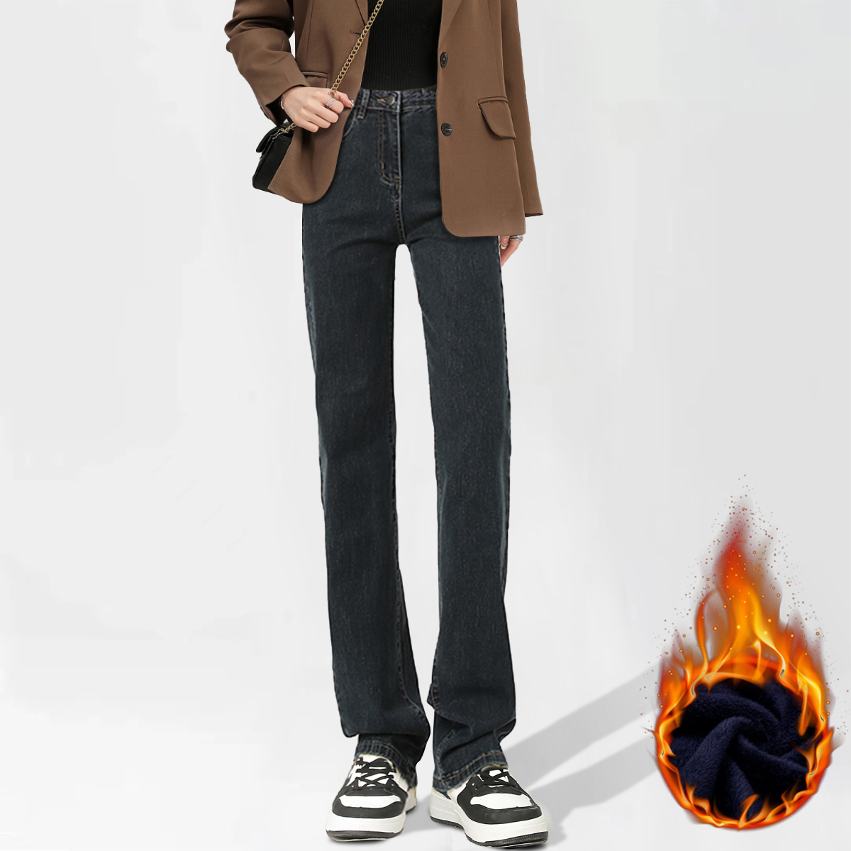 保暖高腰直筒onemore长裤