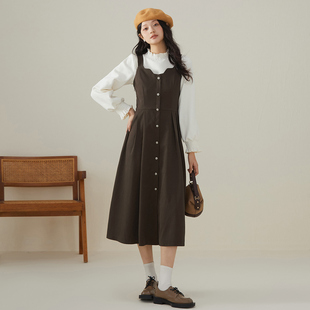 灯芯绒连衣裙女法式 新款 背带裙高级感收腰吊带裙 more2025秋季 one