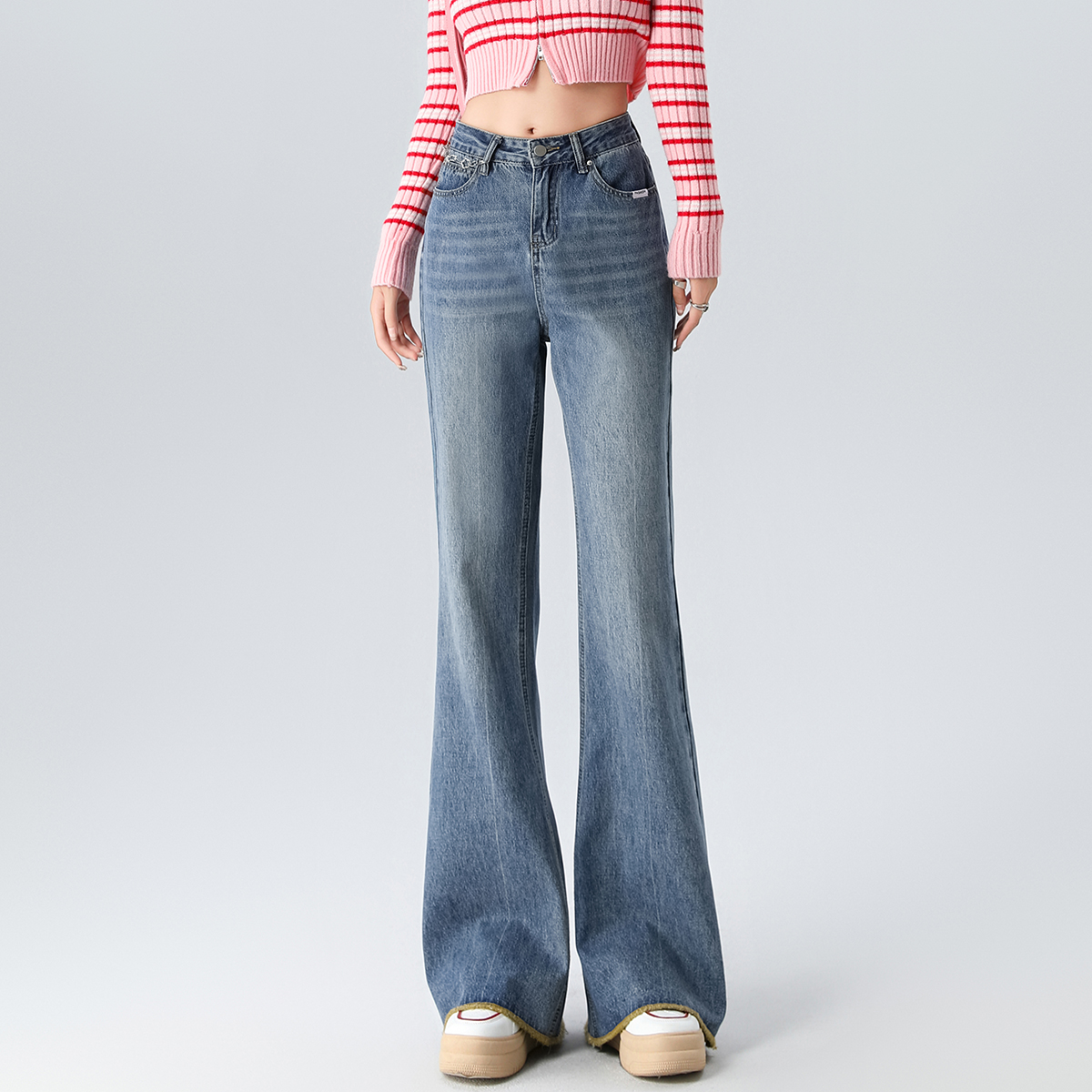 高腰onemore长款显瘦喇叭裤