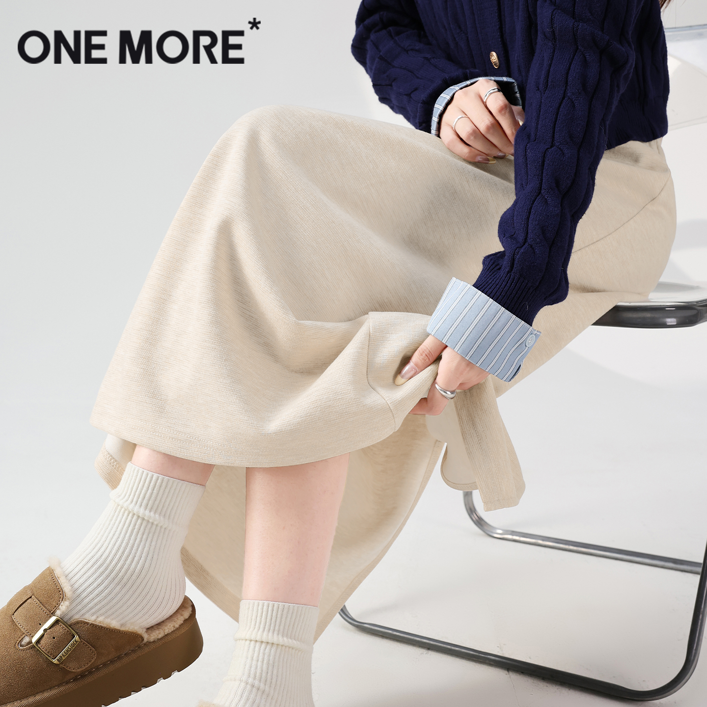 onemore羊毛醋酸半身裙