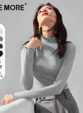 one more内搭打底女冬季今年流行的爆款女装半高领木耳边针织衫Y